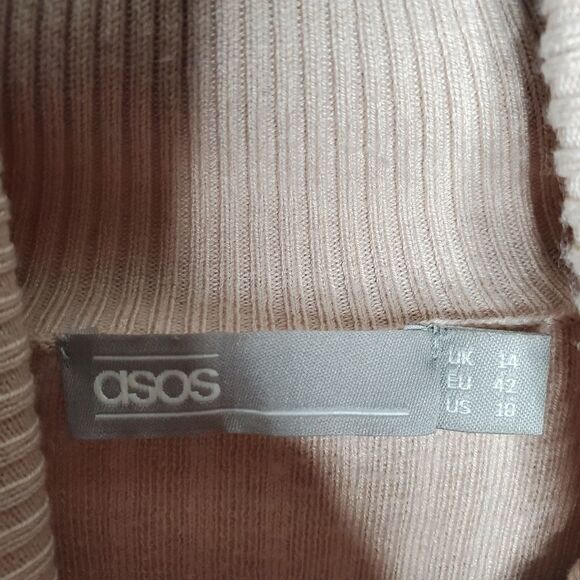Asos ribbed turtleneck sweater blush size 10 - Picture 4 of 8